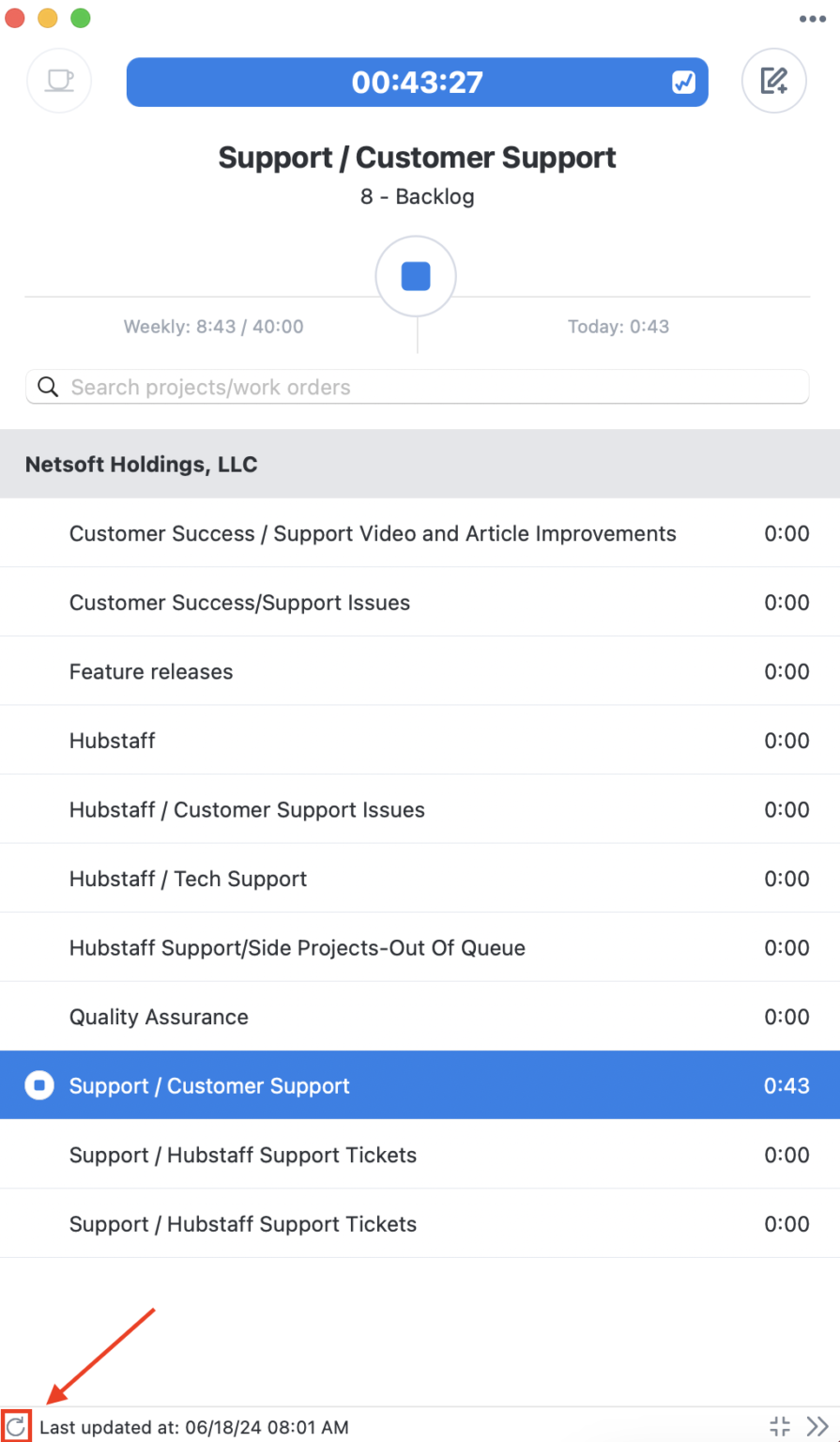 Refreshing the desktop application Hubstaff Support